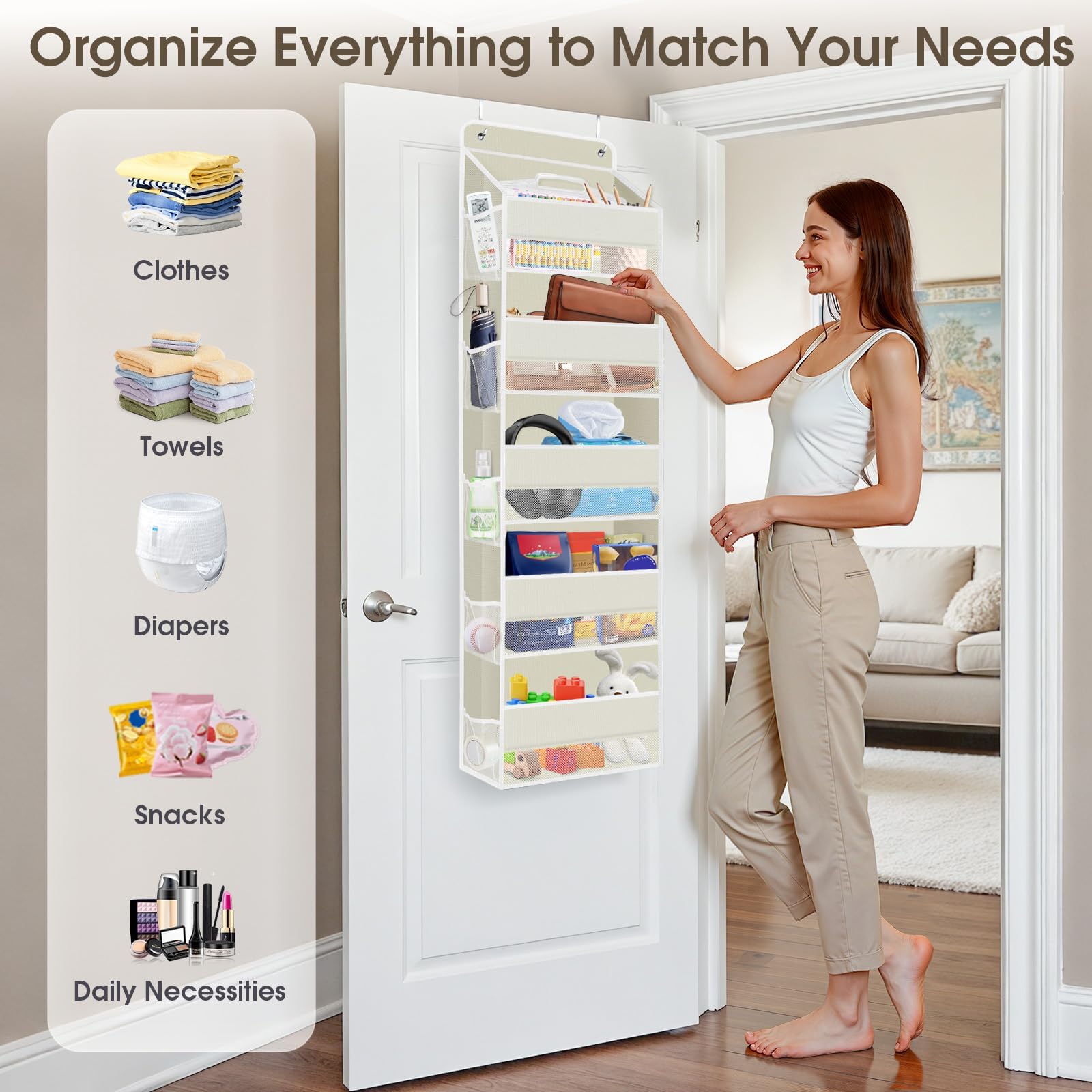 SpaceHacks nursery and pantry use case keeps items organized behind doors.