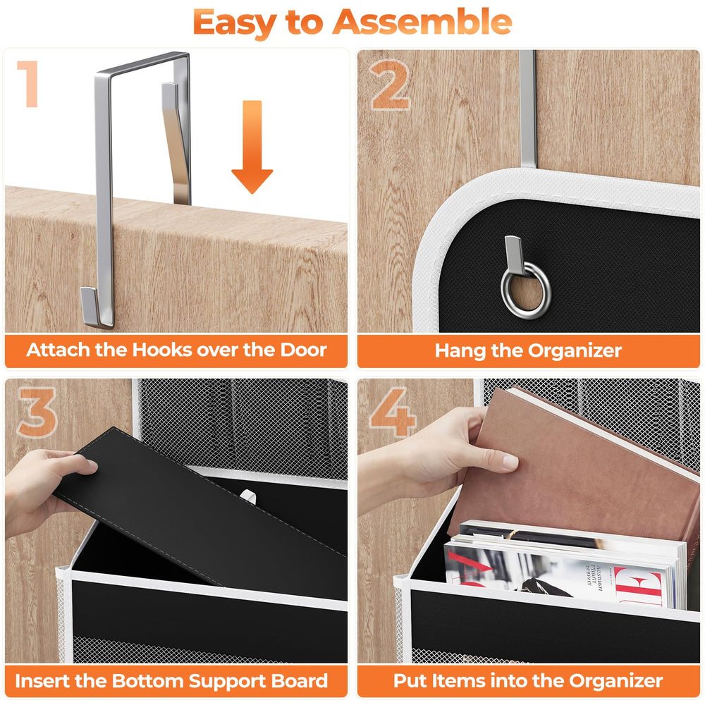 SpaceHacks over-the-door organizer utilized in a bedroom for essentials