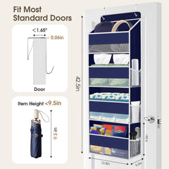 SpaceHacks blue four-pocket close-up highlights storage capacity and pocket visibility.