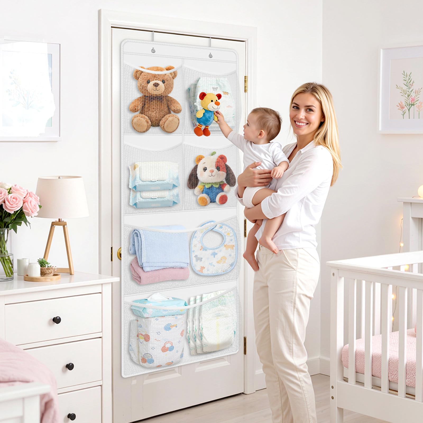 SpaceHacks space-saving nursery organizer helps maintain clutter-free play spaces.