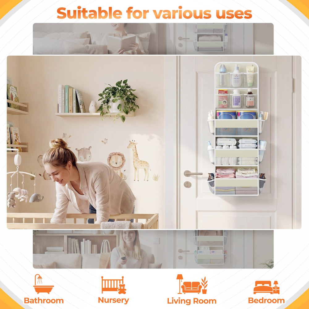 SpaceHacks beige finish blends with decor while keeping essentials organized.