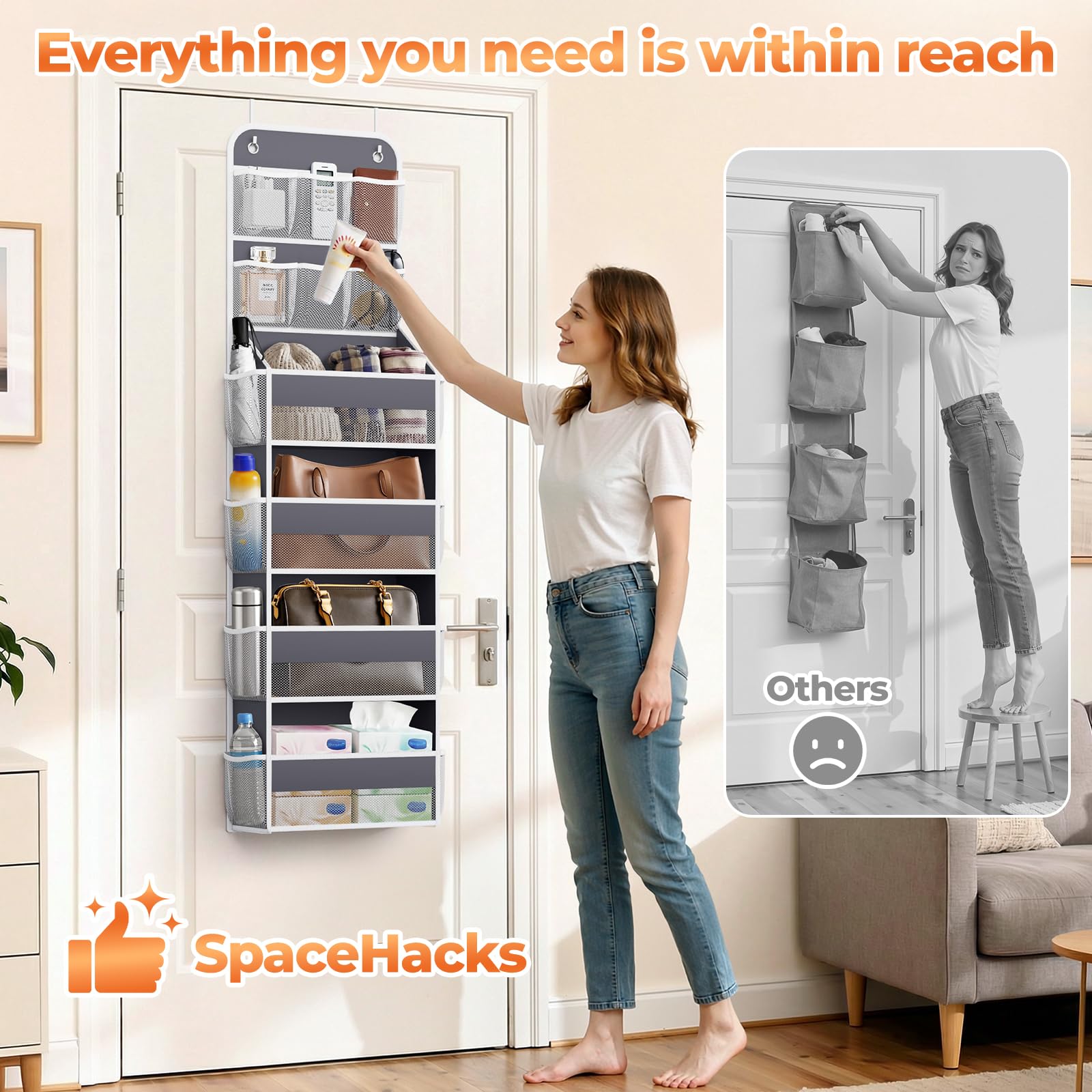 SpaceHacks transparent mesh design provides clear visibility of contents at a glance