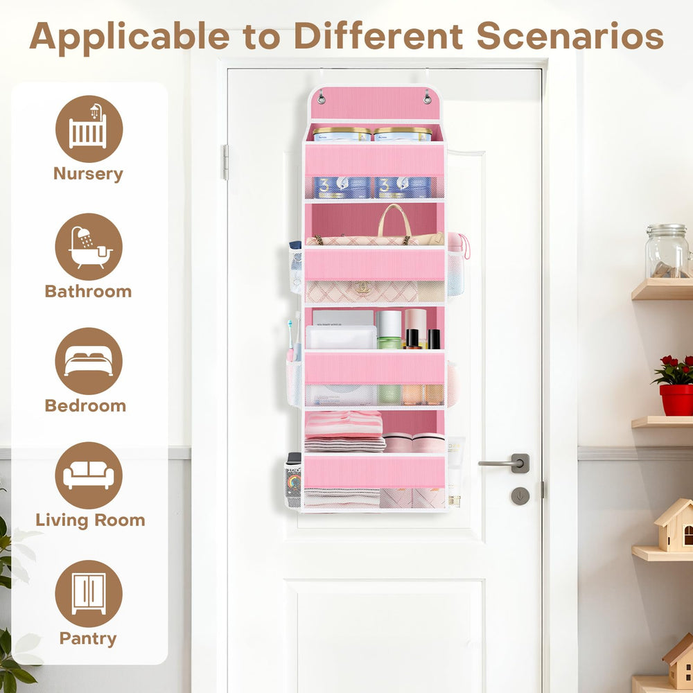 SpaceWhisper bathroom organizer pink keeps towels and toiletries neatly within reach.