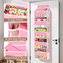 SpaceWhisper over the door organizer pink diaper storage in nursery
