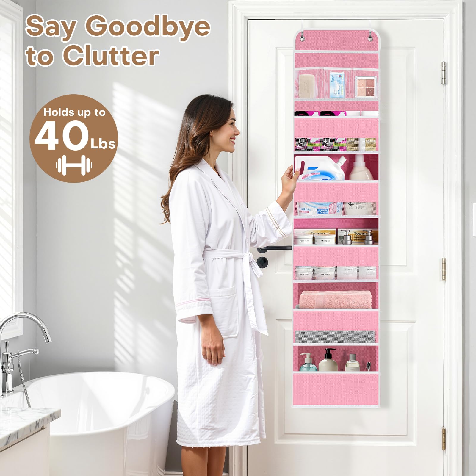 SpaceWhisper over-the-door organizer appears sleek and practical for renters seeking clutter relief