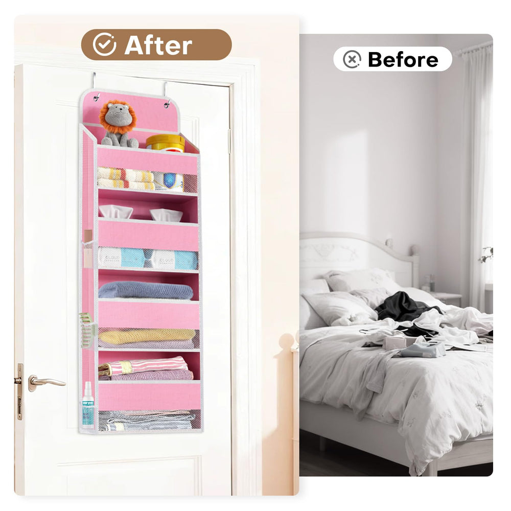 SpaceWhisper spacious dimensions pink fits standard doors for extra storage.