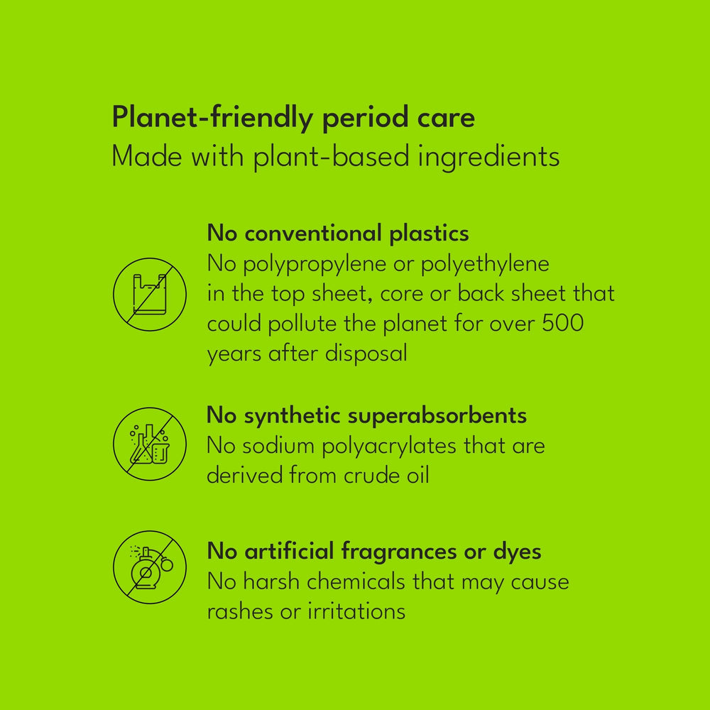 Sparkle plant-based feminine care pad promotes natural comfort.