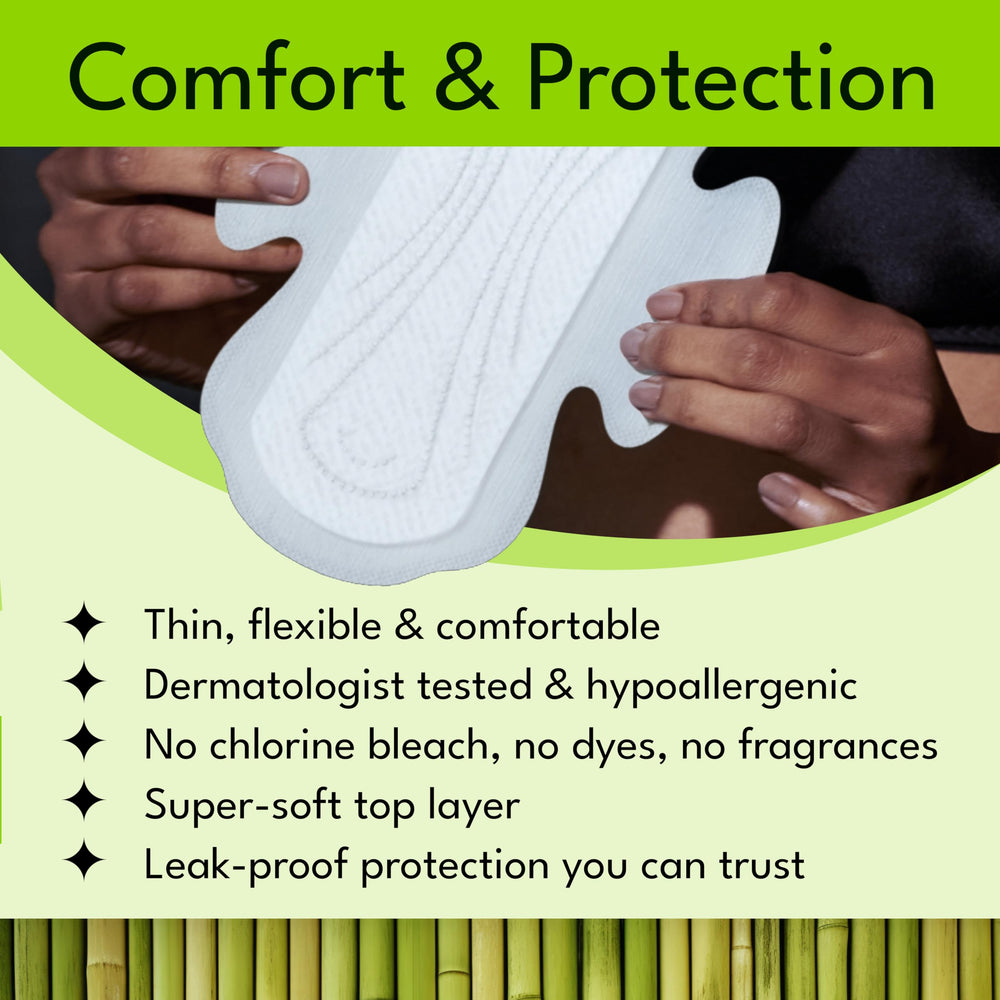 Sparkle Bamboo pad with wings highlights rapid fluid distribution for dryness.