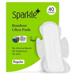 Sparkle Bamboo Ultra Thin Pad with Wings shows a soft top layer for daily comfort.