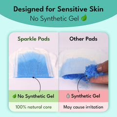 Dermatologist-tested, hypoallergenic Sparkle pads ensure gentle care for sensitive skin.