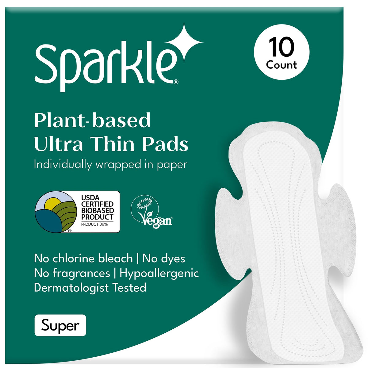 Sparkle Pads with wings, ultra-thin design for comfortable, secure daily protection.