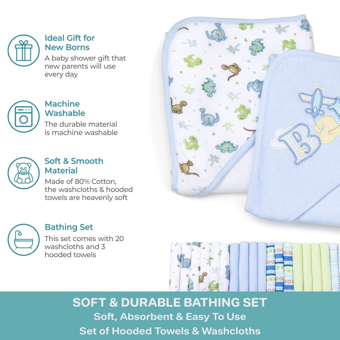 Spasilk appliqué detail on blue towel for bath time charm
