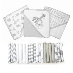 Spasilk bath hooded towel with gray lion design, cozy wrap for baby bath time.