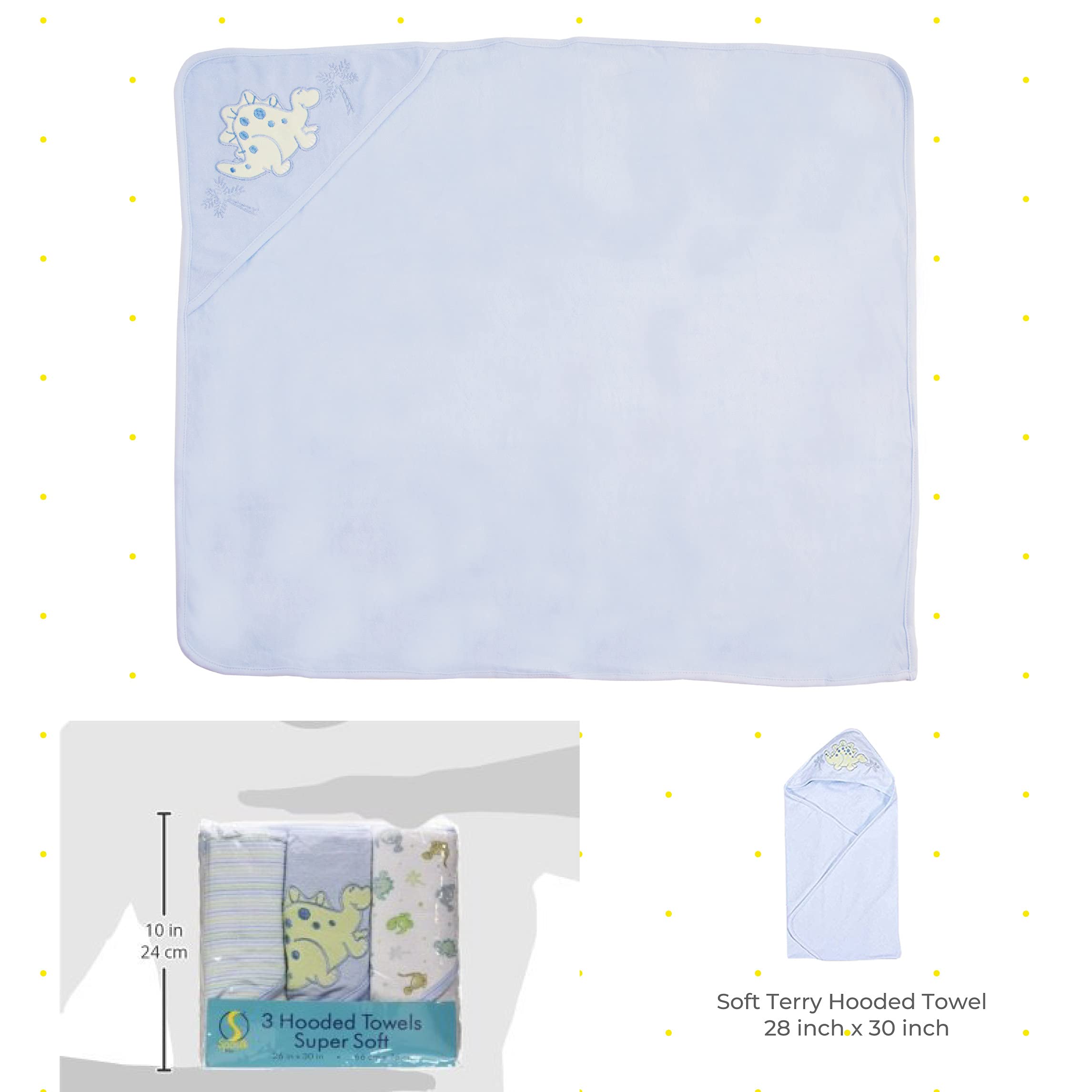Spasilk blue dino hooded towel back design adds playful charm to bathtime.