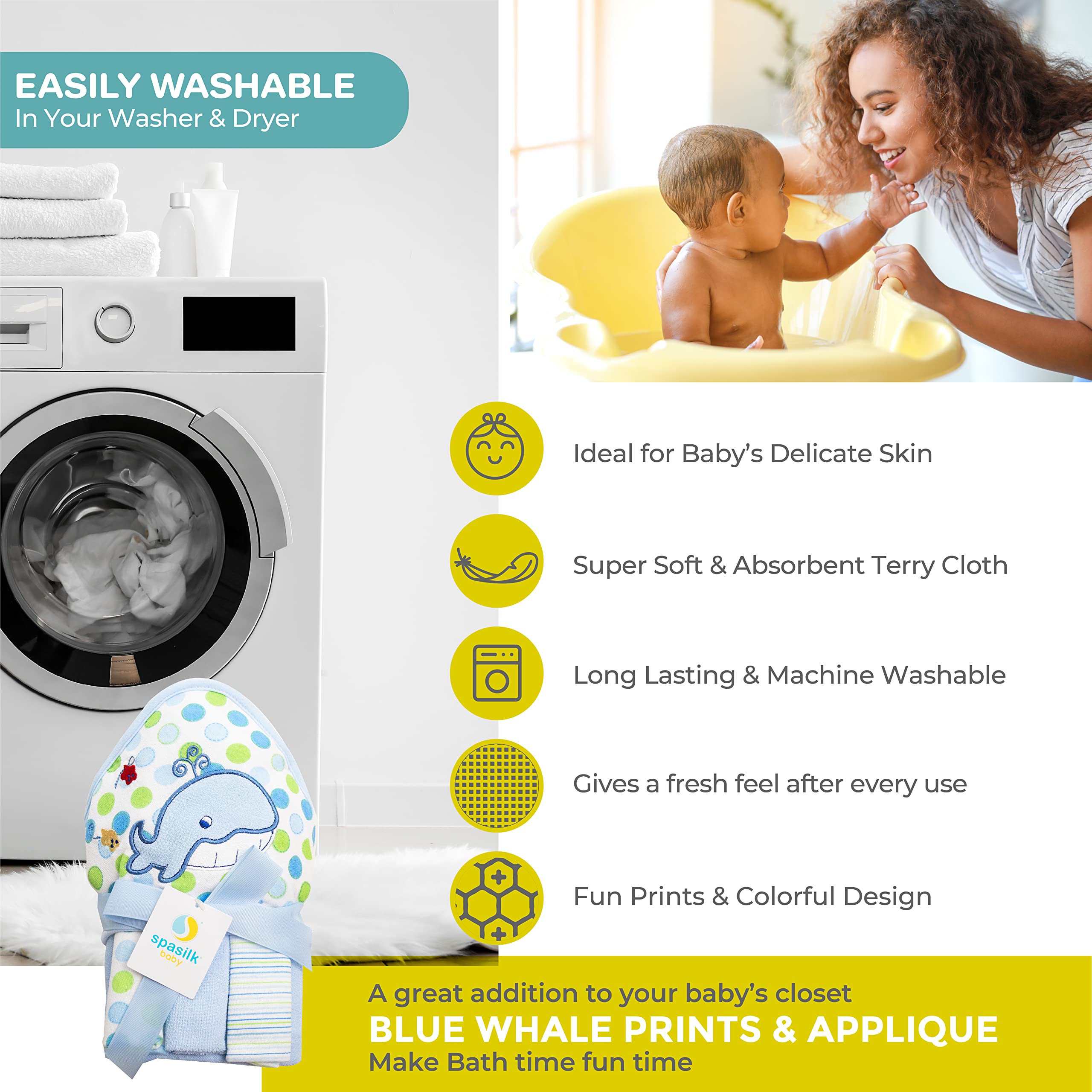 Spasilk washcloths help clean delicate skin with plush, lightly textured fabric.