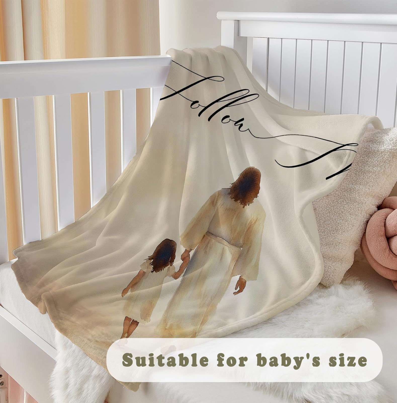 SPBL&L Jesus Christian Nursery Blanket draped on a sofa for cozy everyday charm