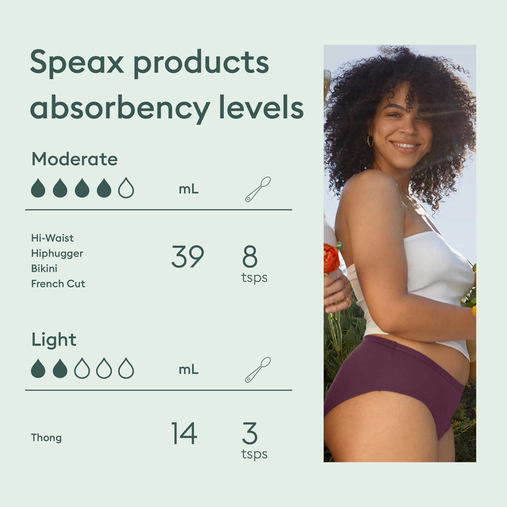Model wearing Speax hi-waist underwear for everyday comfort.
