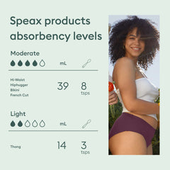 Model wearing Speax hi-waist underwear for everyday comfort.