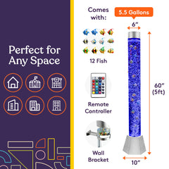Special Supplies Diamond bubble tube with 12 fish swimming through bubbles for visual focus.