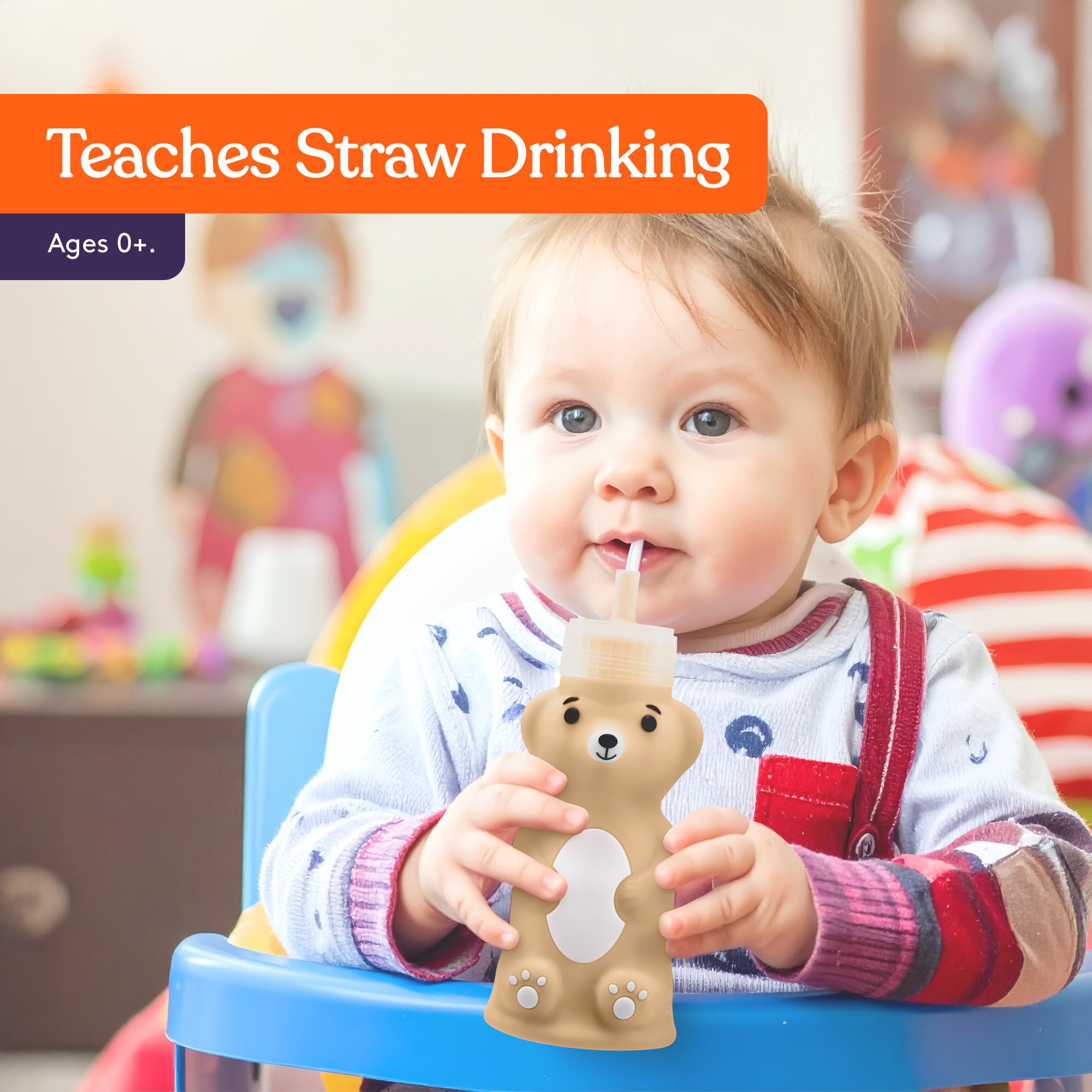 Adorable honey bear design encourages independent drinking from Special Supplies cup.
