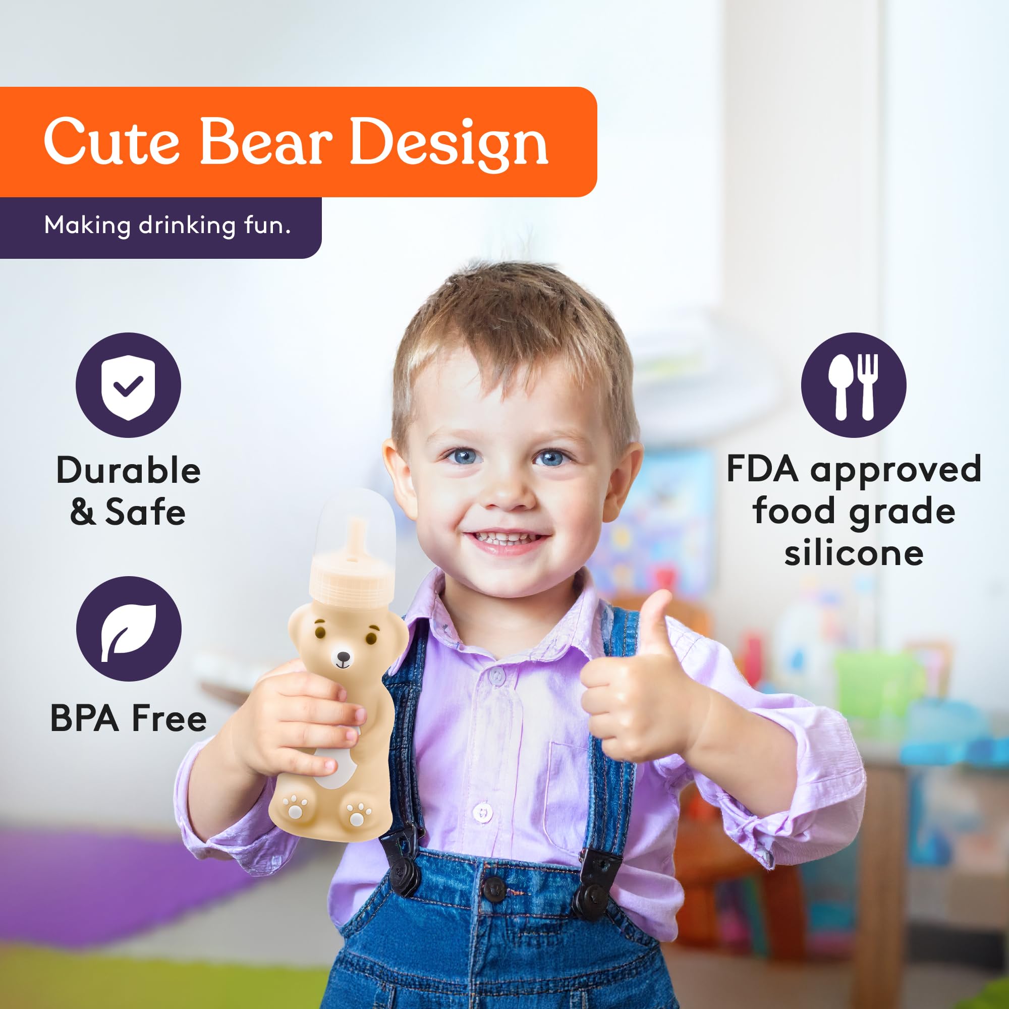 Special Supplies Honey Bear Drink Cup lid prevents leaks during travel.