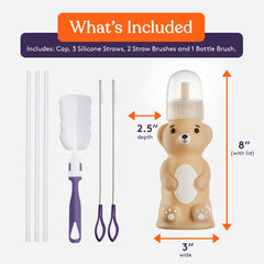 Special Supplies Honey Bear Drink Cup with long straw for smooth sipping.