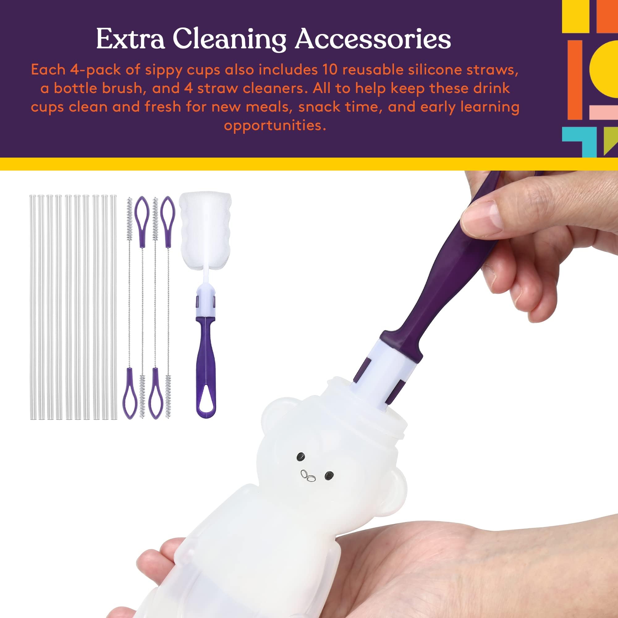 Special Supplies Honey Bear 4-pack with included silicone straws for flexible use