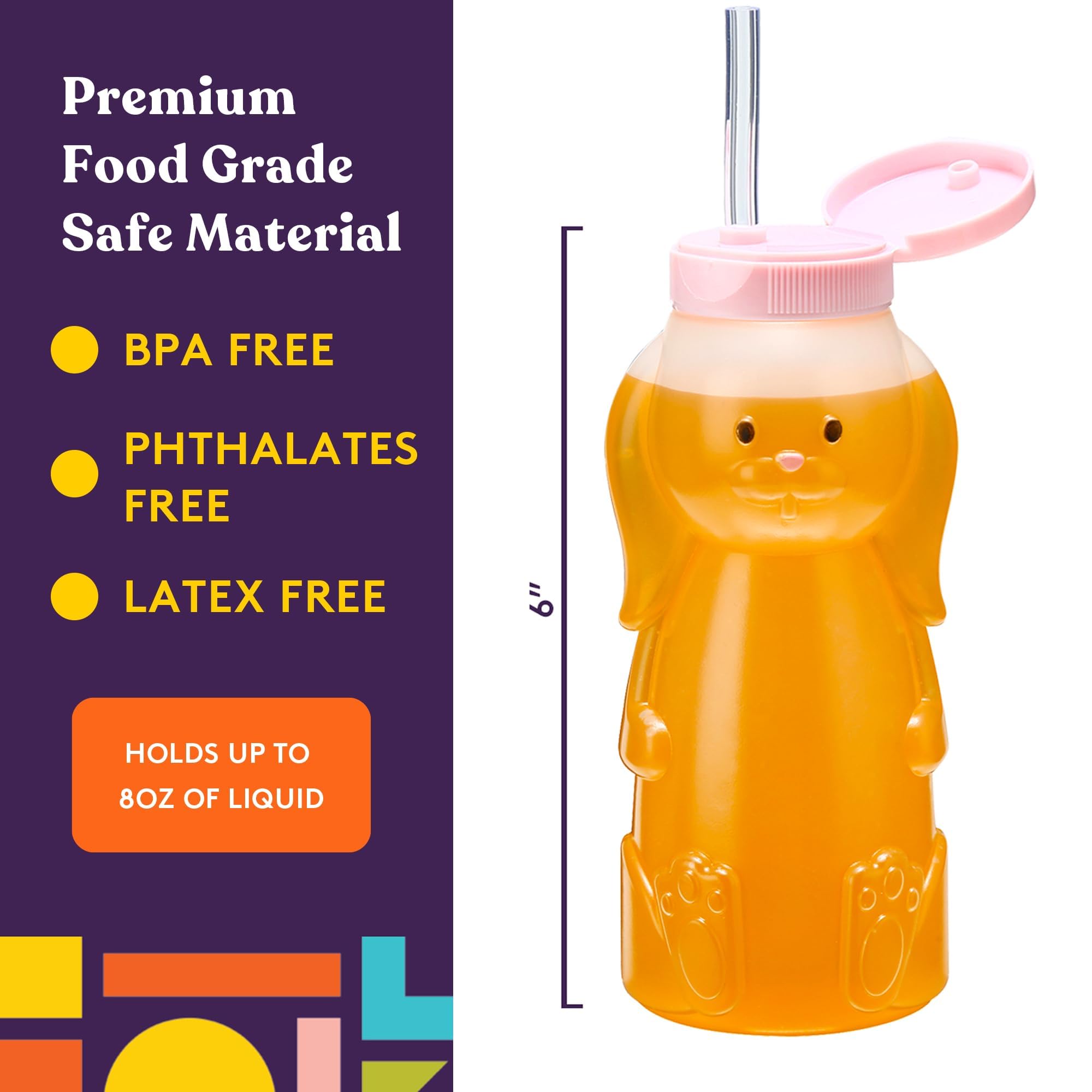 Special Supplies Honey Bear clear BPA-free cup shows content and is easy to clean