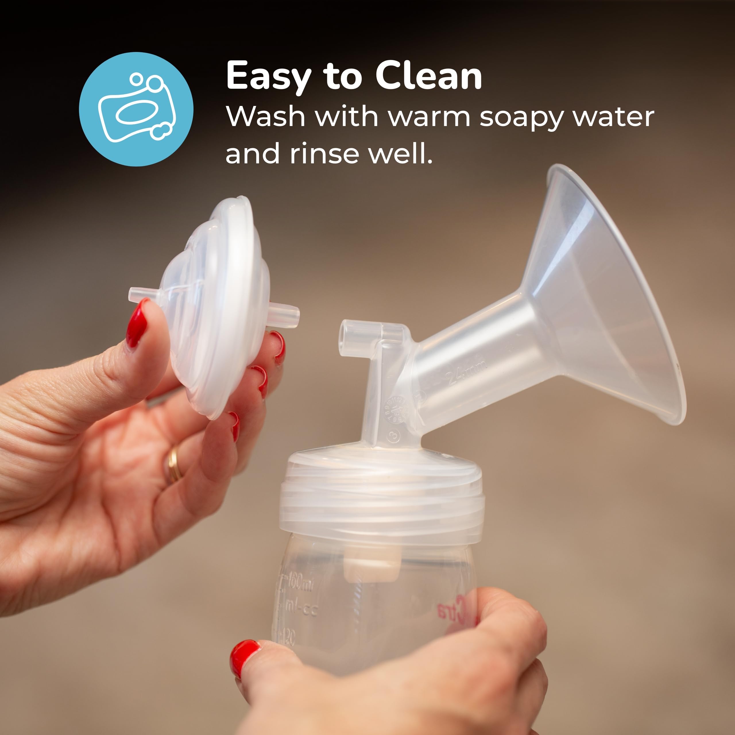 Easy cleaning of the backflow protector after use with warm soap and water.