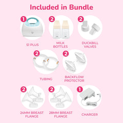 SPECTRA S1 Plus double pumping setup for efficient milk expression.