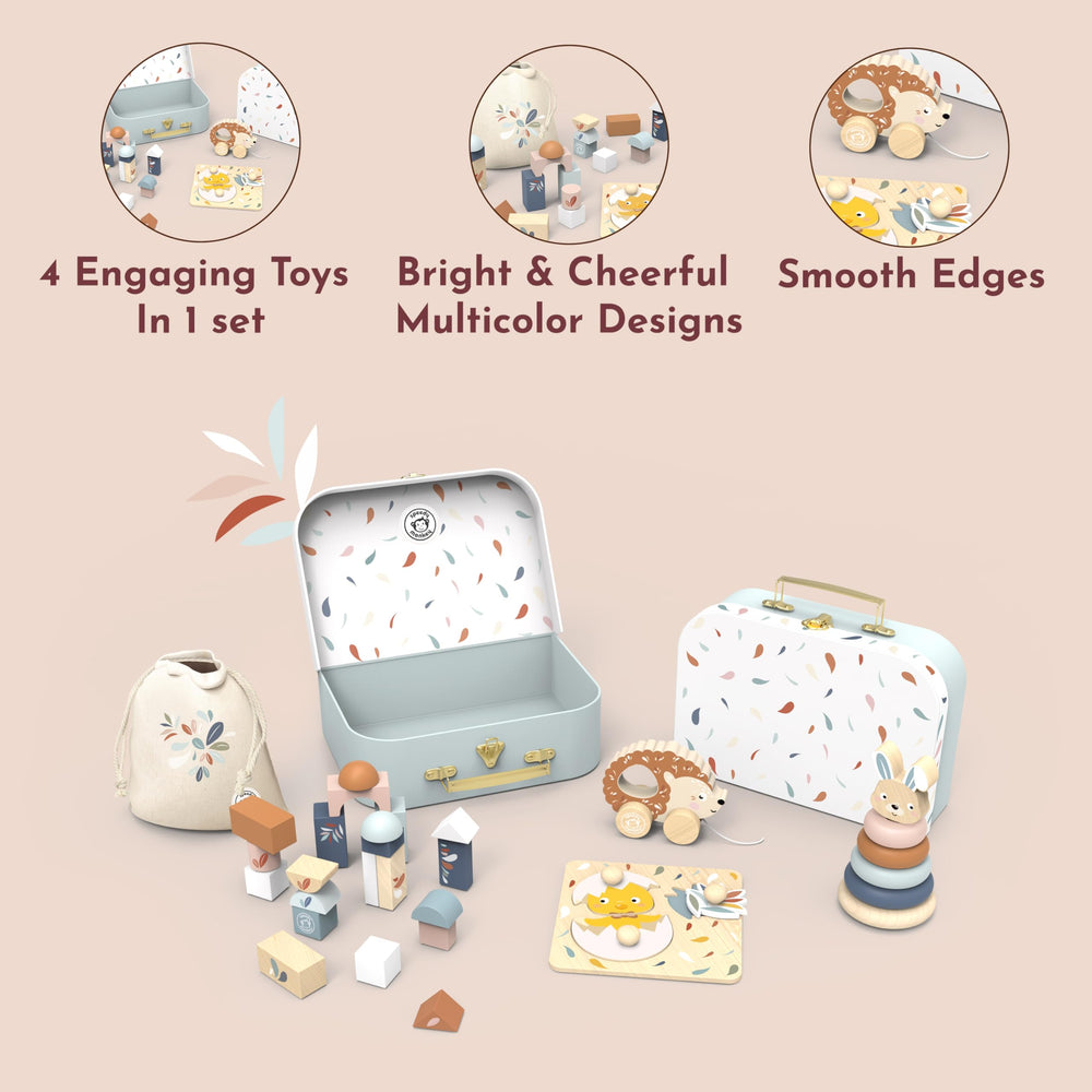 Speedy Monkey pull-along hedgehog promoting movement and imaginative play.