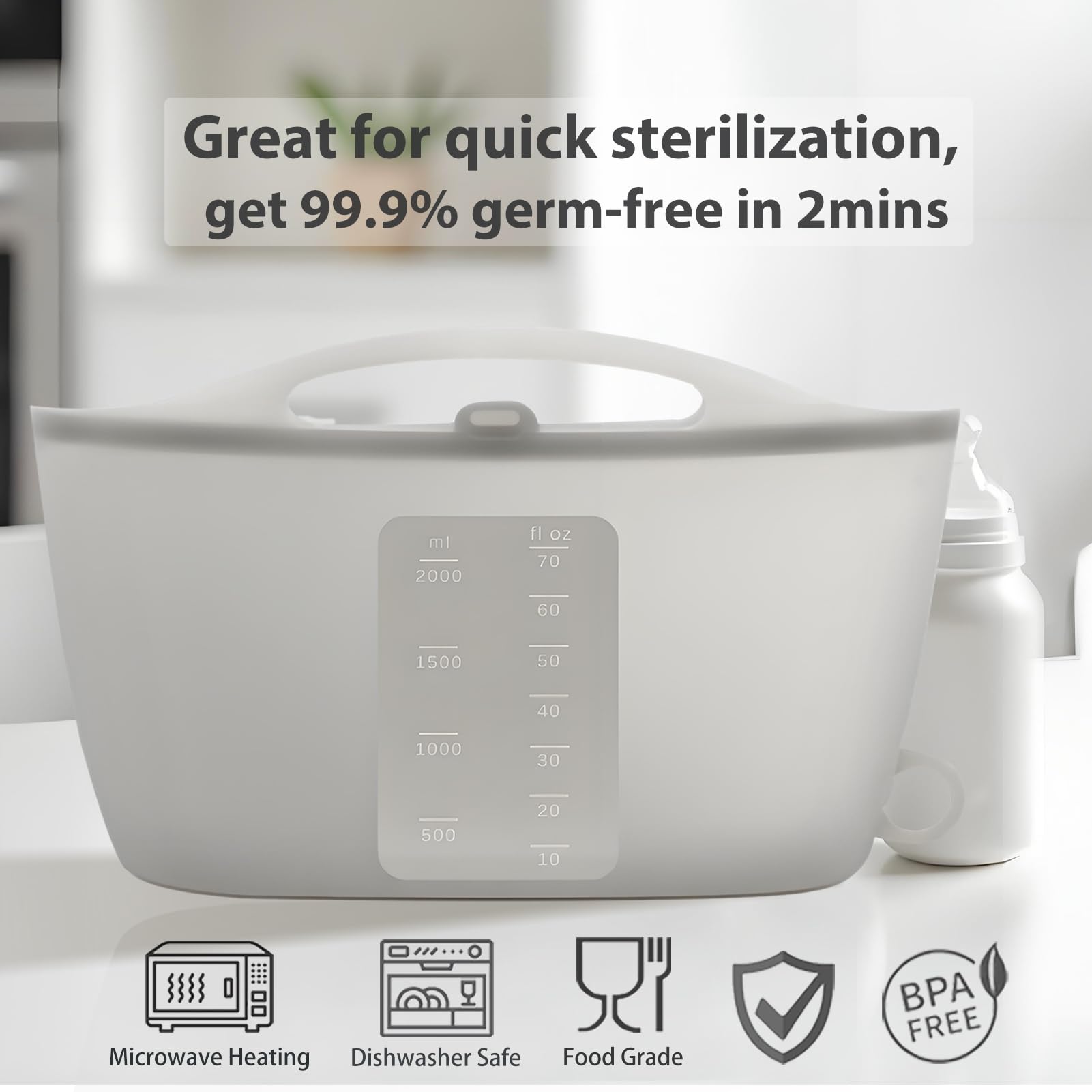 Spidfee microwave sterilizer in action for baby bottles and nipples.