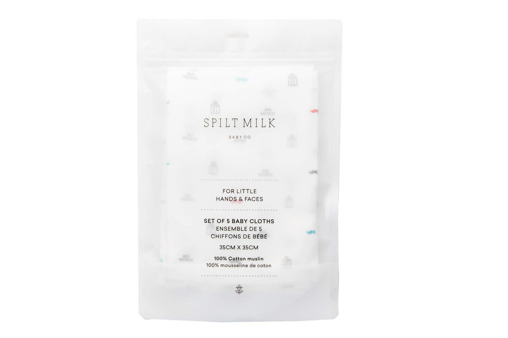 Spilt Milk soft muslin baby bib during feeding.