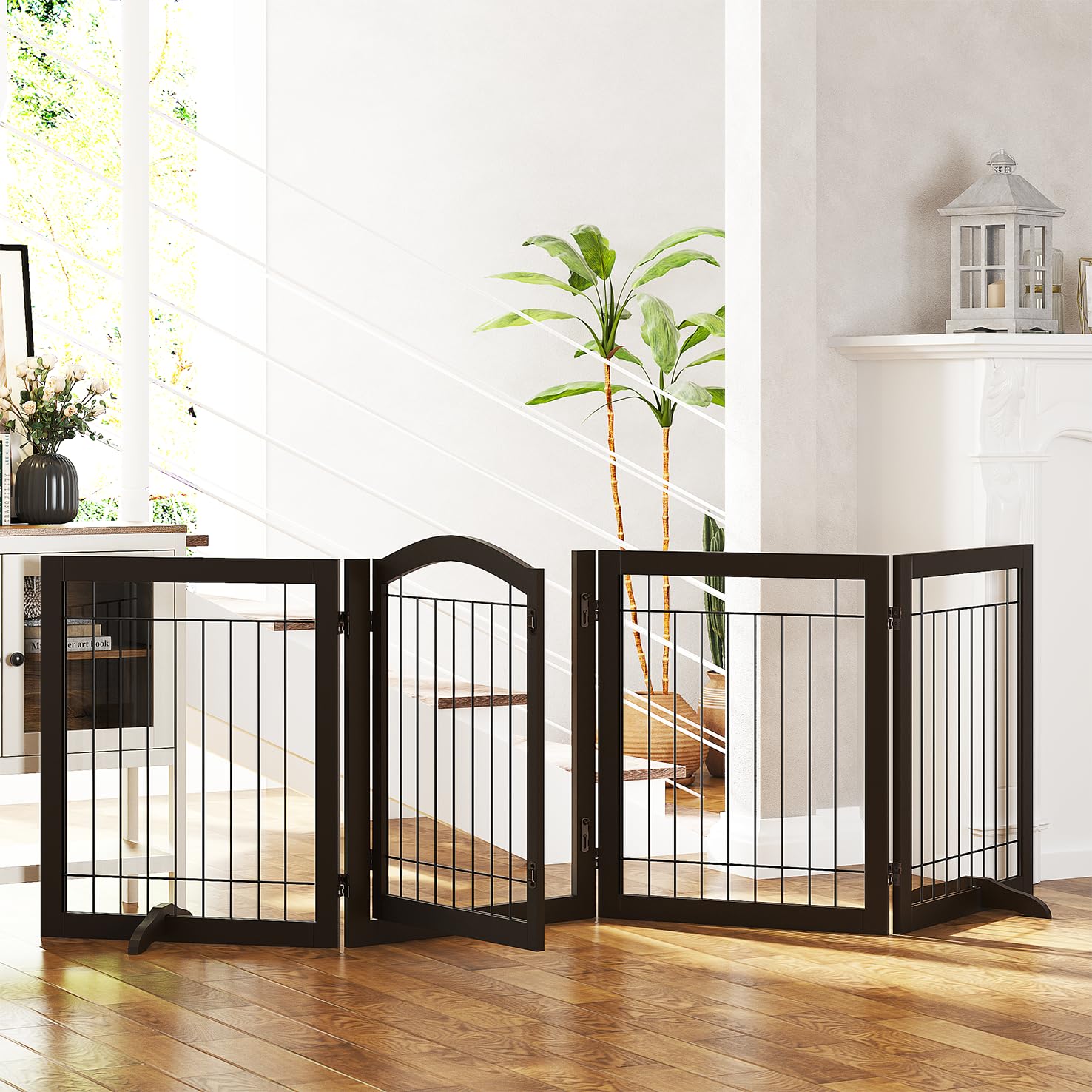 Spirich door-walk-through gate in espresso, closed-door view showing convenient room-to-room access.