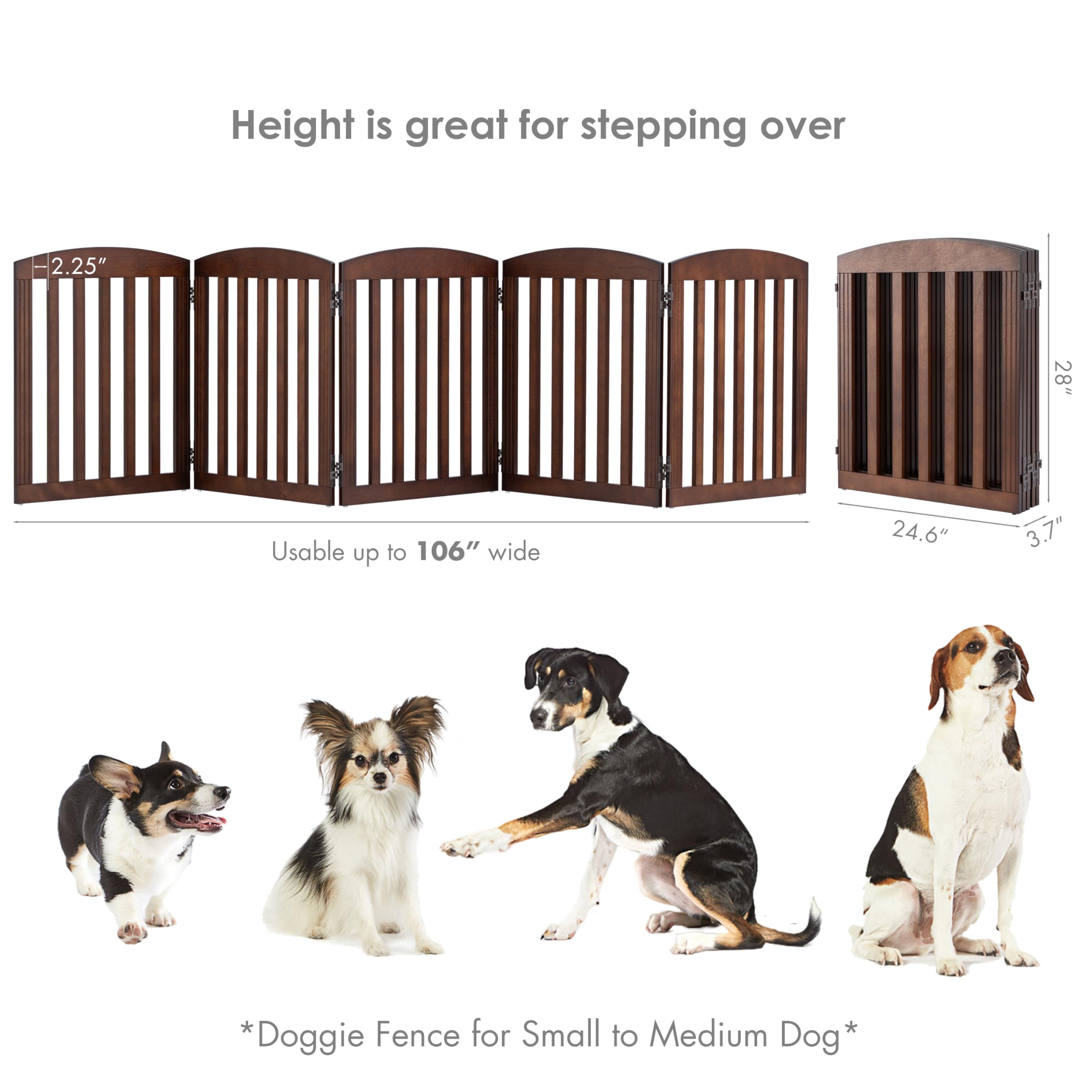 Spirich extra-wide 28-inch tall gate creates seven square feet of space.