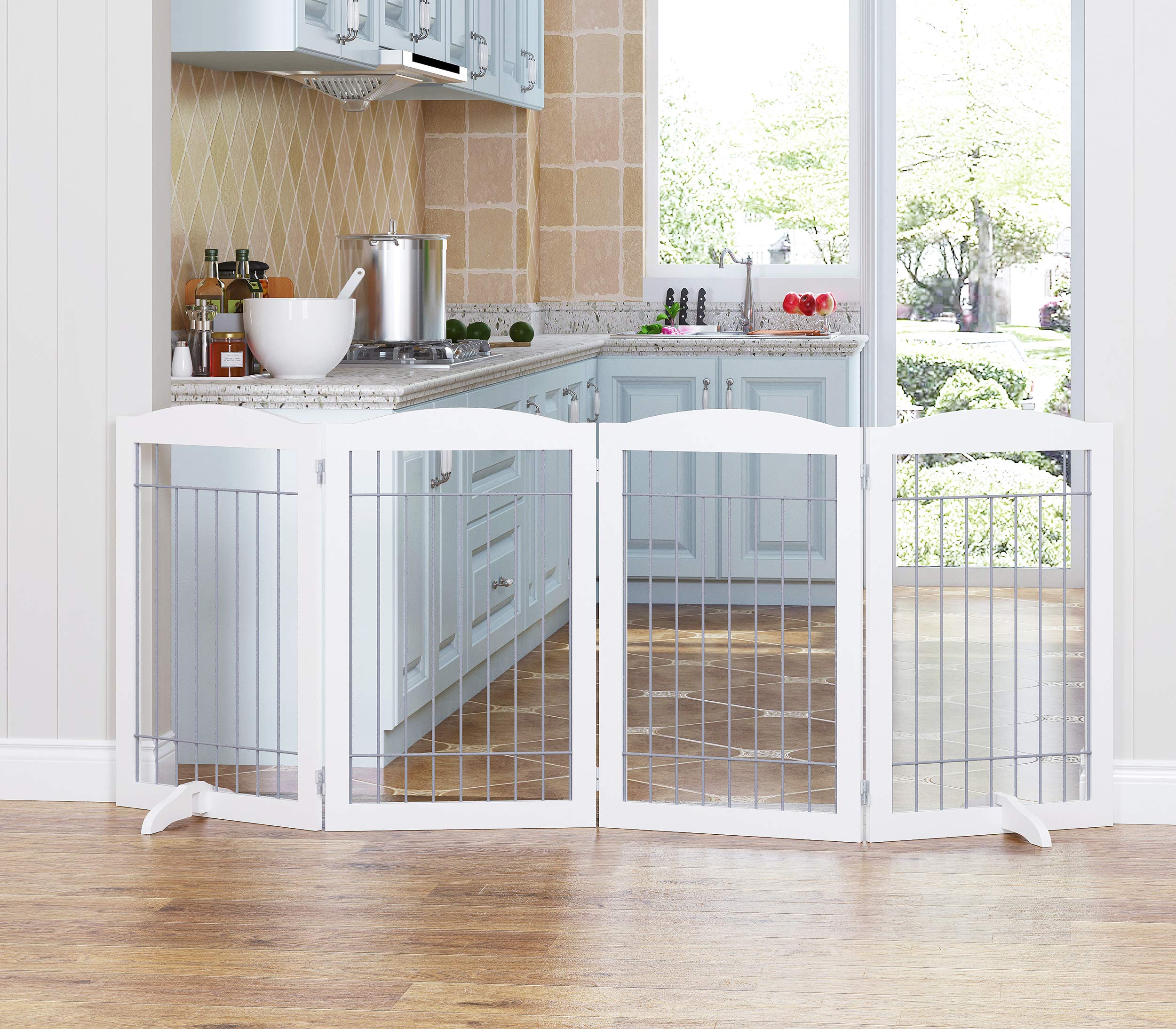 Spirich four-panel gate is 30in tall, ideal for stair or doorway safety.