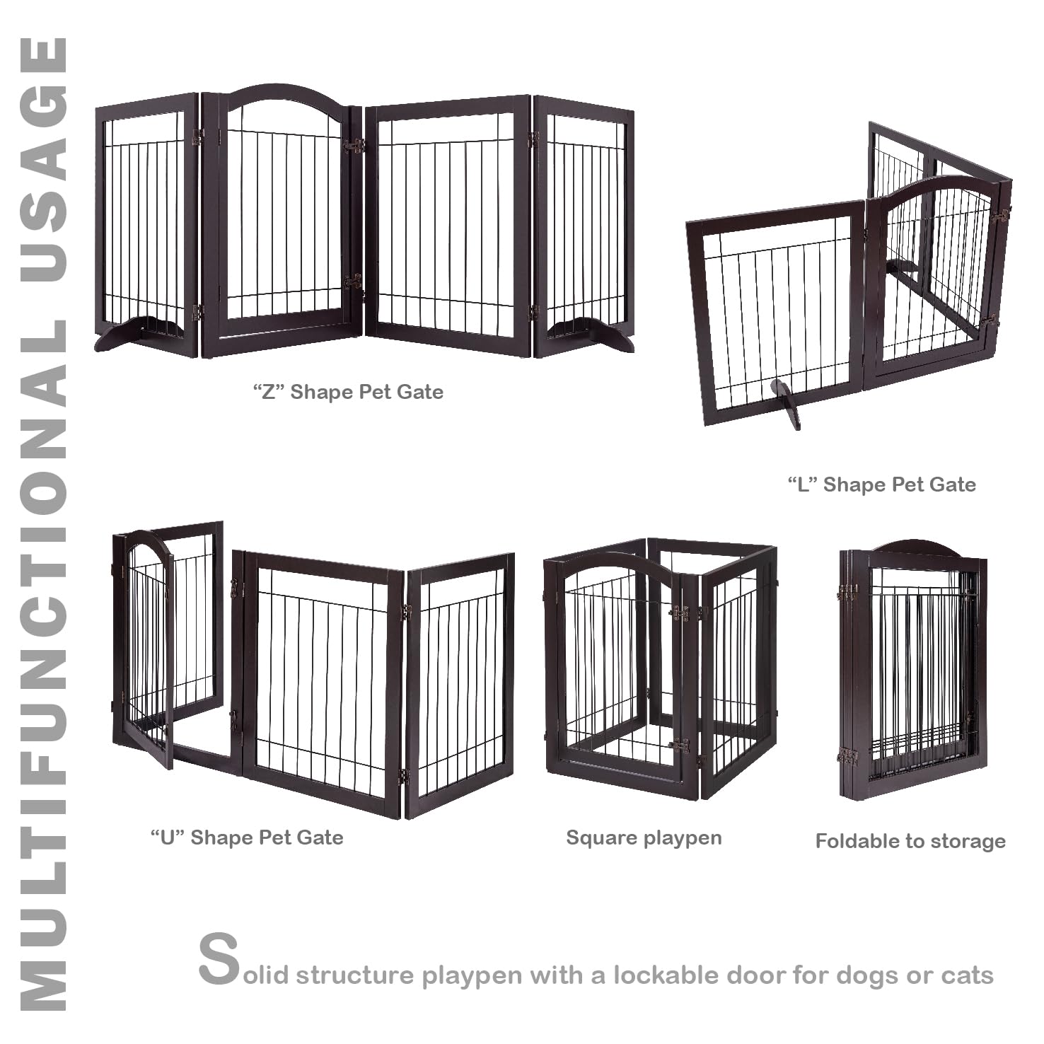 Spirich playpen-espresso-configuration shows expandable layout for safe play areas.