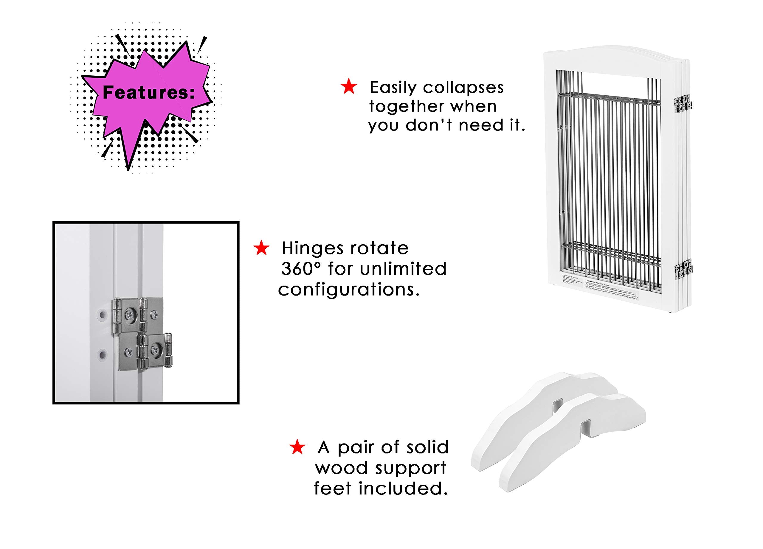Spirich gate adapts to wide hallways, doors, and stairs at home.