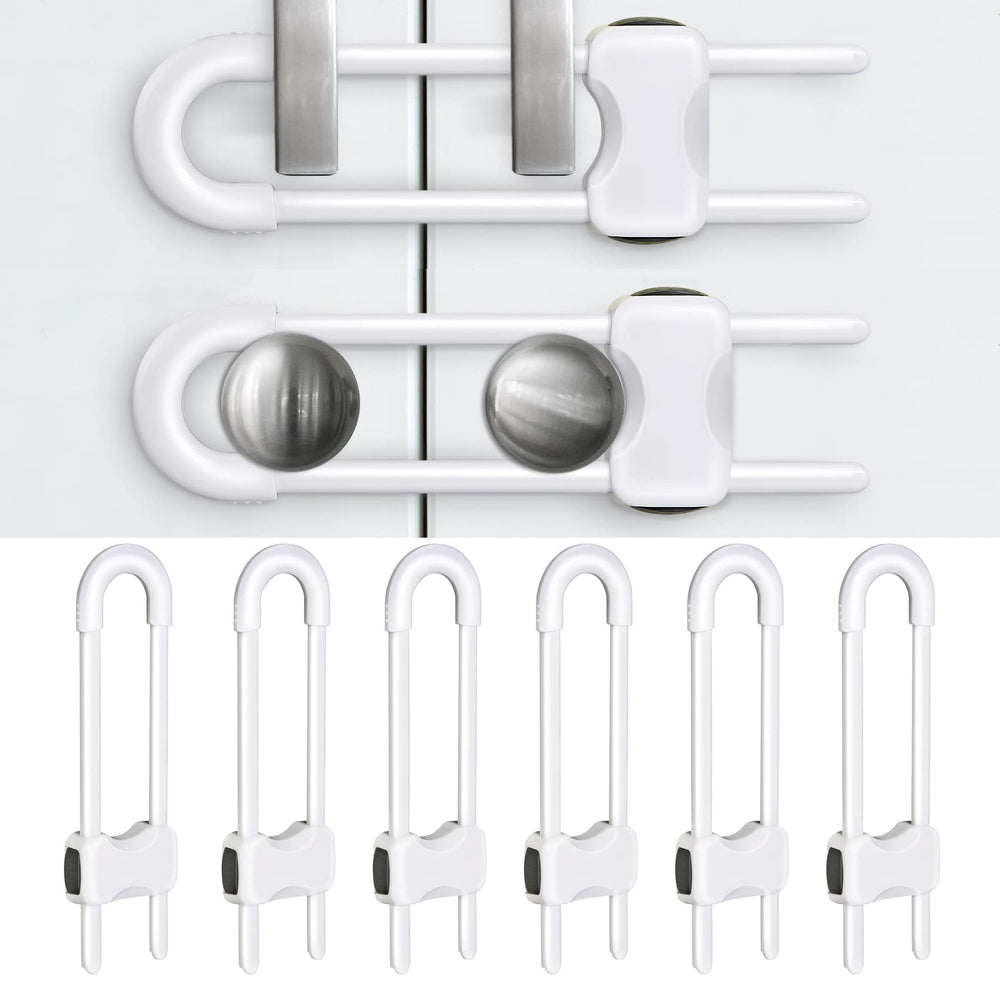 SPISPI baby proof cabinet locks pack 6 on a cabinet door for child safety.