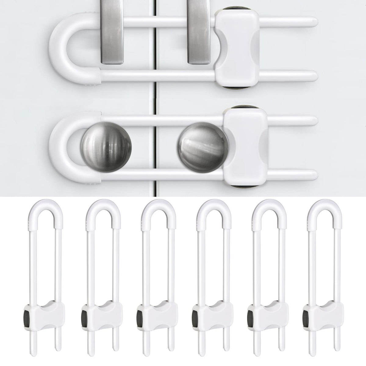 SPISPI baby proof cabinet locks pack 6 on a cabinet door for child safety.