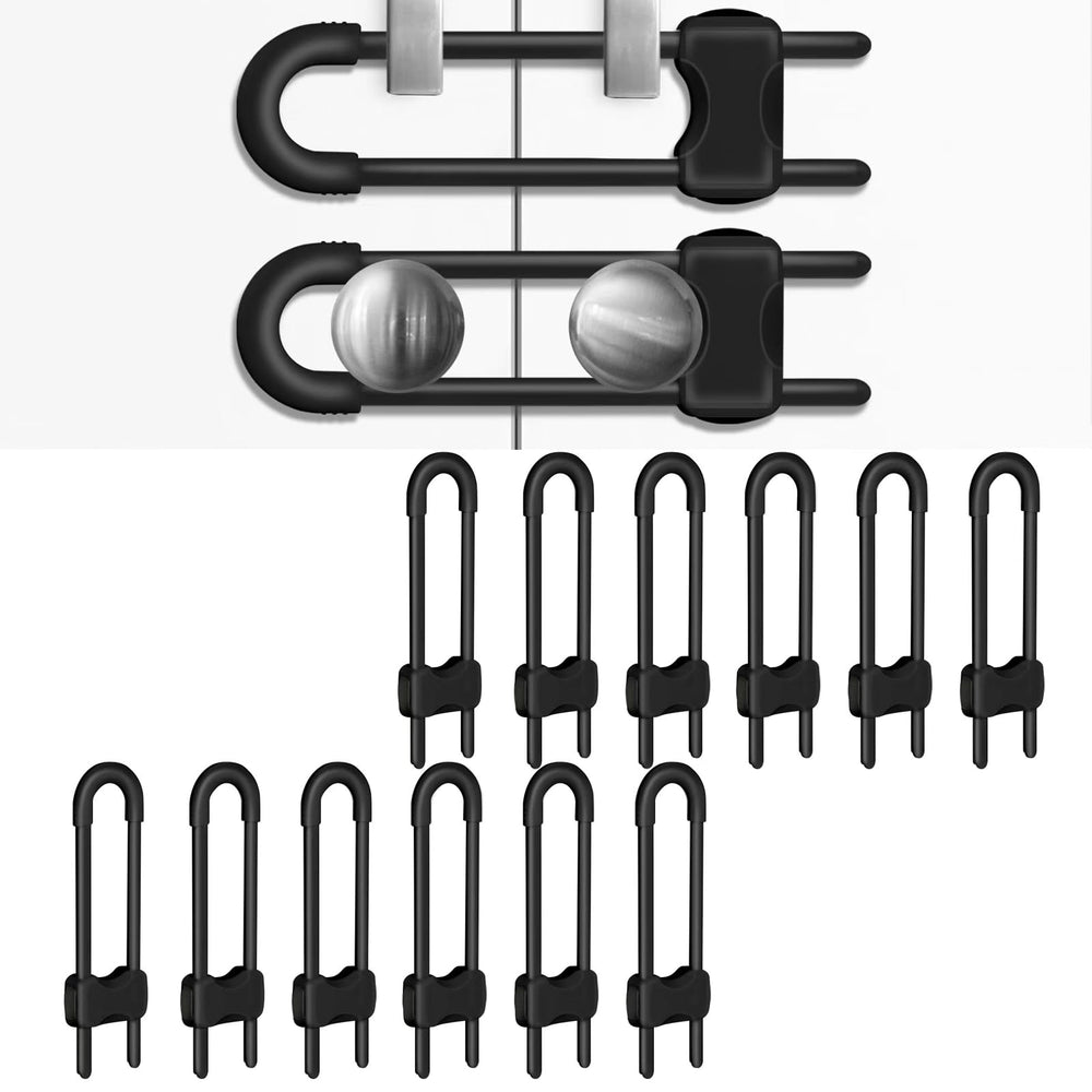 SPISPI 12-pack u-shaped black cabinet locks protect kids and pets in busy kitchens