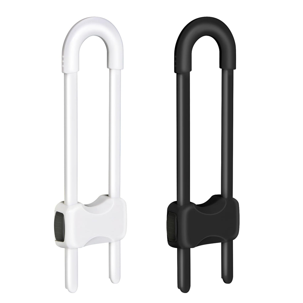 SPISPI cabinet locks white 2-pack on doors for child safety.