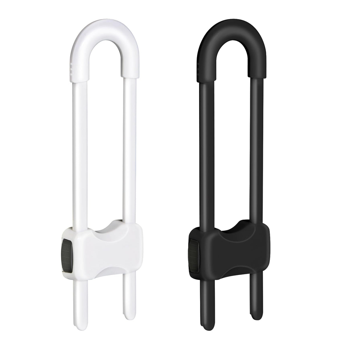 SPISPI cabinet locks white 2-pack on doors for child safety.