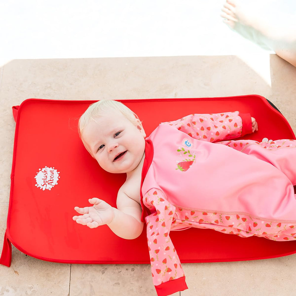 Splash About Baby Neoprene Changing Mat Red edge detail showing durable, wipe-clean surface