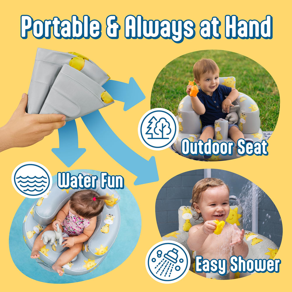 SplashEZ baby seat grows with child from 3 to 36 months.