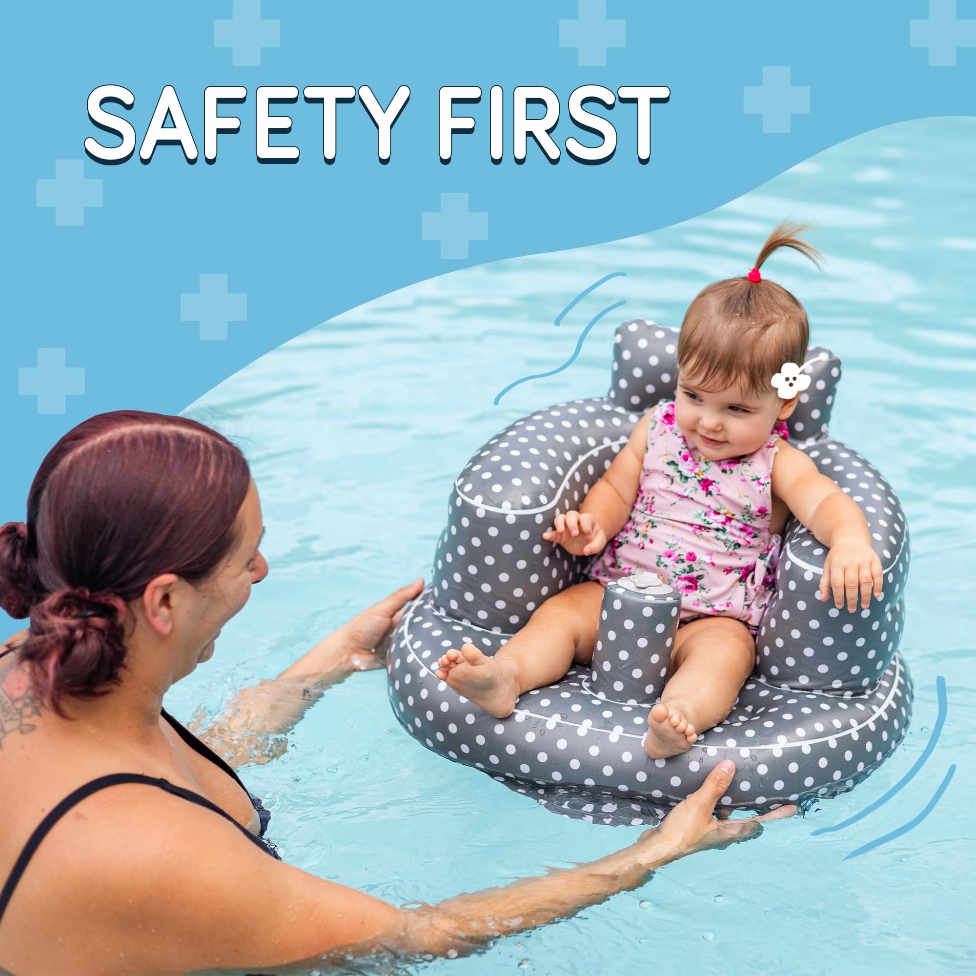 SplashEZ outdoors camping scene with inflatable seat.