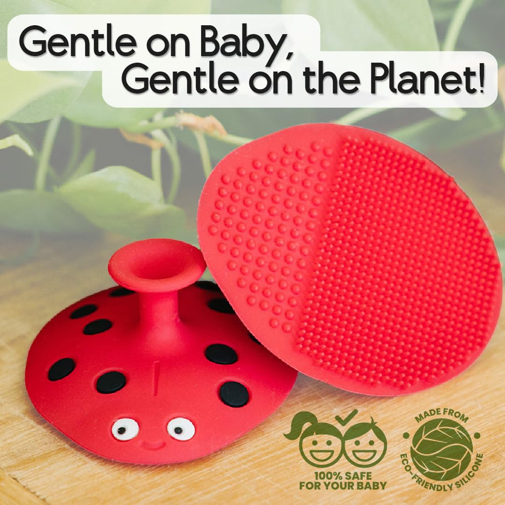 SplashEZ sensory-engagement bristles help develop baby awareness during baths.