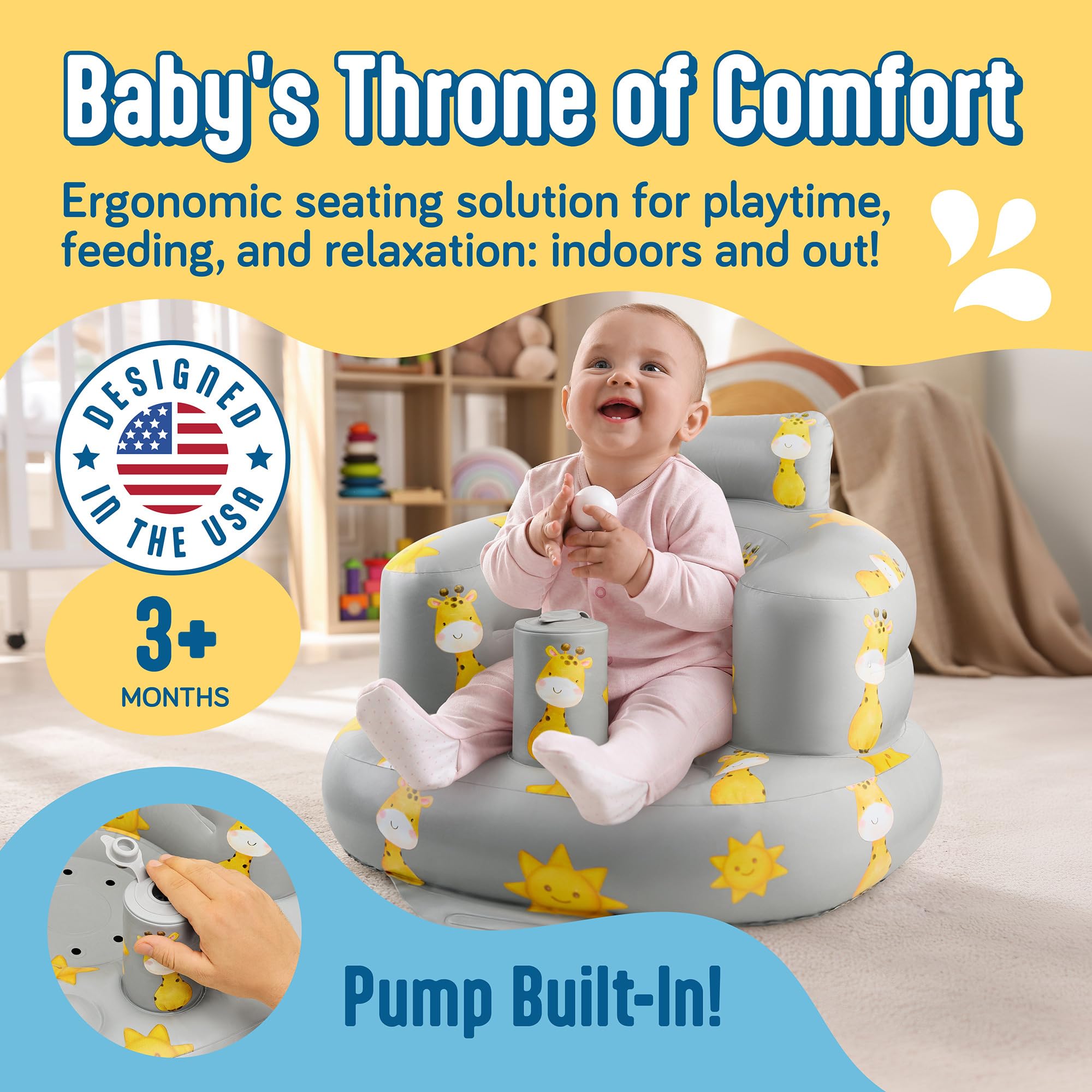 SplashEZ ergonomic sit-up chair with back support.