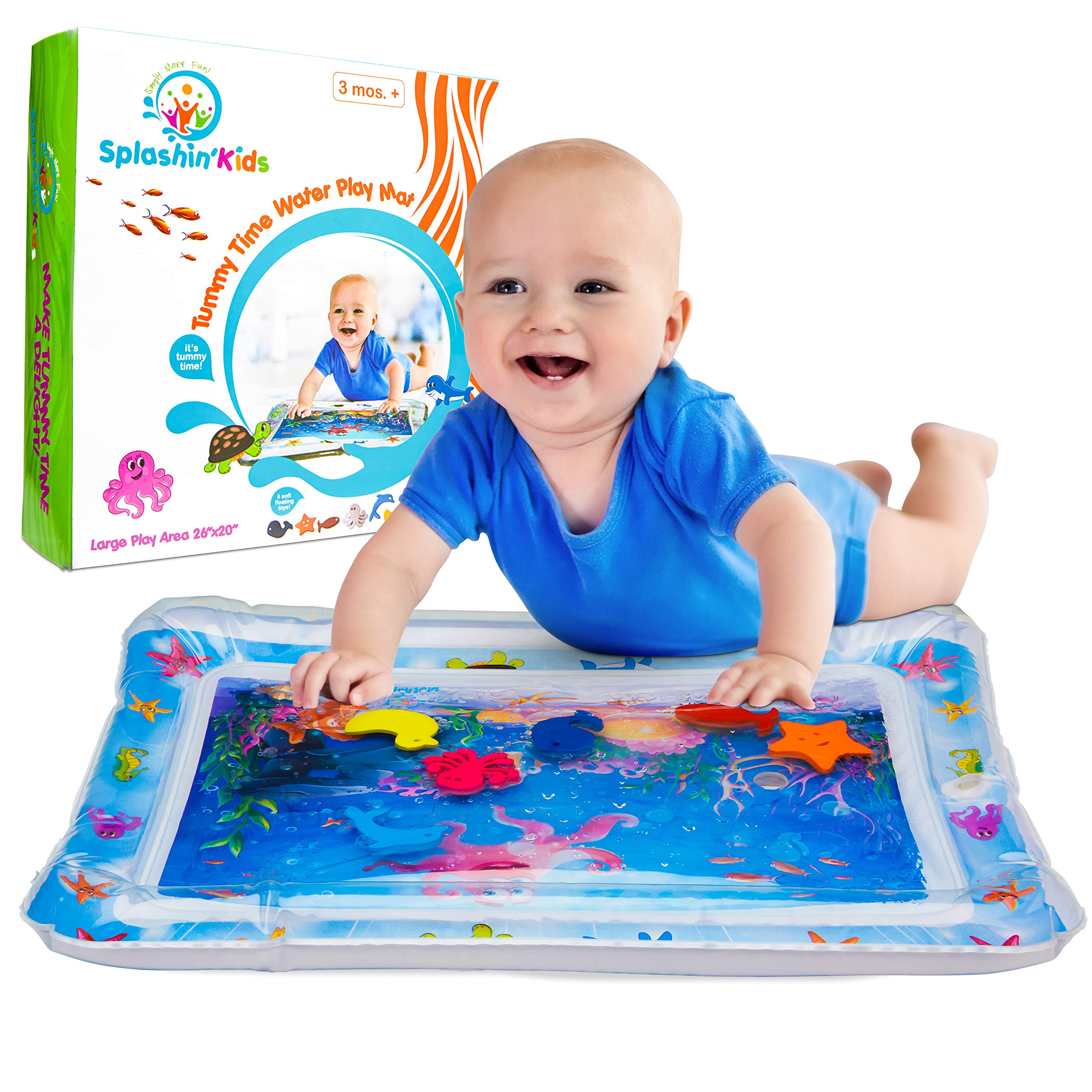 Splashin'kids fish-tank graphics captivate baby during tummy time.