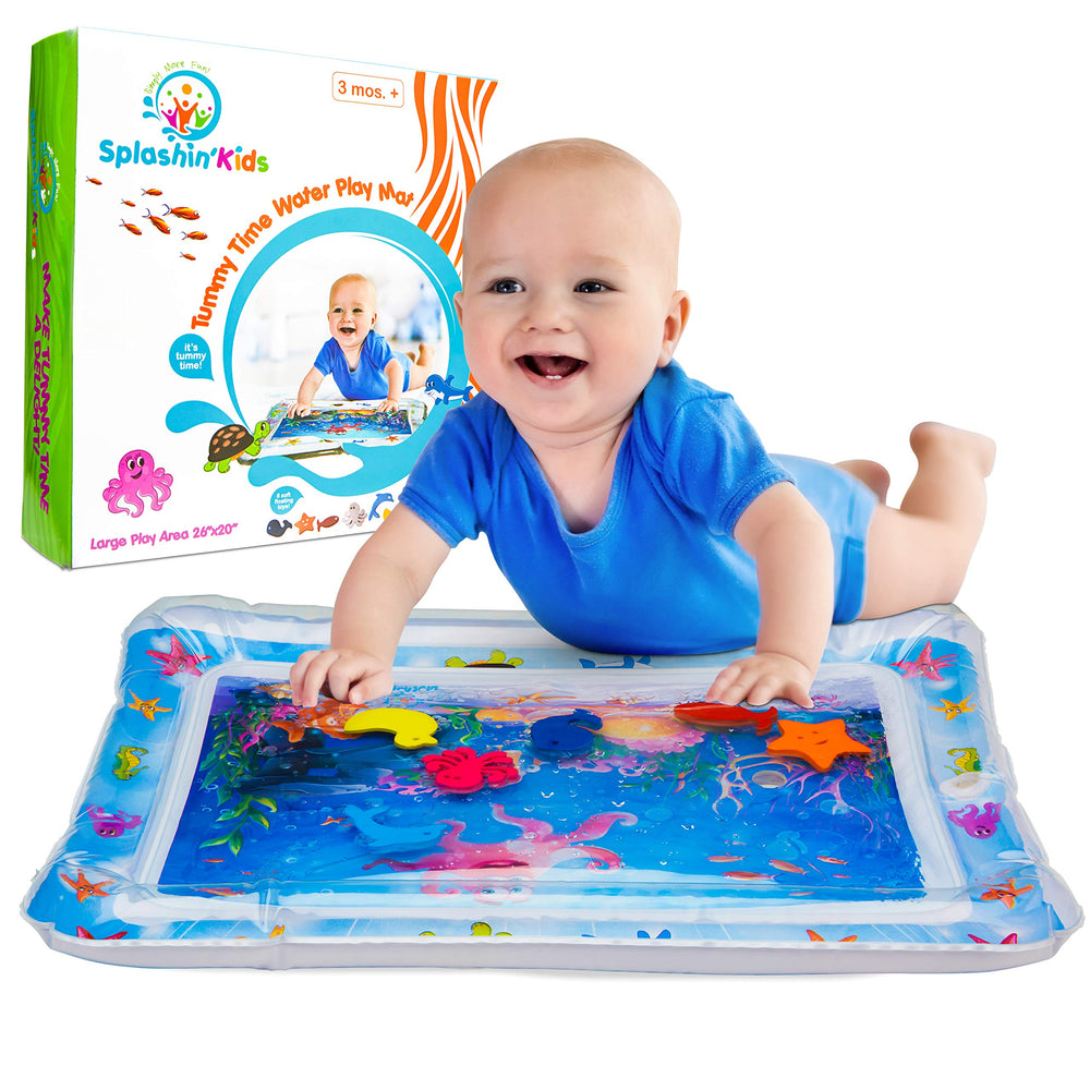 Splashin'kids fish-tank graphics captivate baby during tummy time.